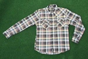 Volcom Men's Small Plaid Skate Stone Metal Snaps Grunge Logo Plaid Flannel Shirt - Picture 1 of 11