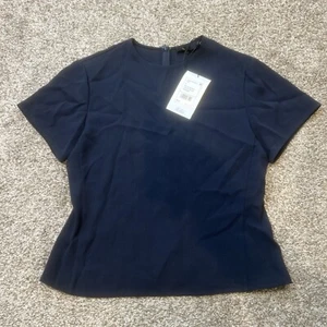 NWT Theory Butterfly Top in Nocturne Navy Admiral Stripe Blouse Size Petite - Picture 1 of 15