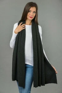 CASHMERE CHARCOAL SCARF Thick Shawl Travel Wrap Handmade Natural Cashmere Soft - Picture 1 of 3