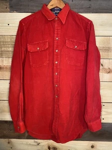 Vintage Woolrich Men's Corduroy Long Sleeve Button Shirt Red 100% Cotton Large - Picture 1 of 9