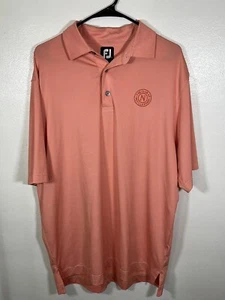 Polo golf uomo FJ FootJoy taglia large manica corta arancione a righe bianca - Foto 1 di 4