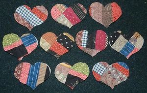 10 COUPE-COUETTES ANCIENNES PRIMITIVES XL COEURS ! BLEU ROUGE ETC ! Applique scrapbooking - Photo 1 sur 1