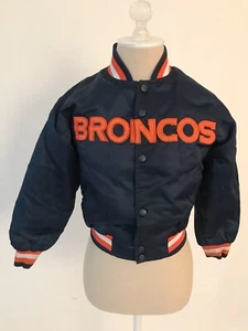 Vintage Broncos jacket youth Chalk Line Denver NFL blue satin RARE - Picture 1 of 5