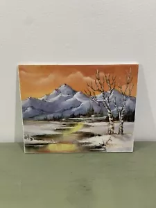 Vintage Painting Ceramic Tile Mountain Landscape 8x10 - Picture 1 of 7