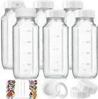 6 Pack 16 Oz Glass Juice Bottles W Pour Spout, 100% Airtight Heavy Duty SCREW Li
