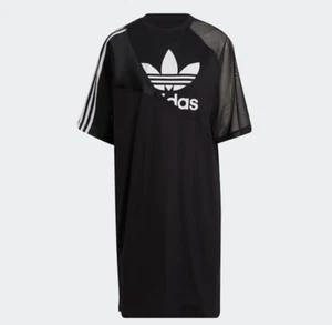 Adidas Originals Dress AUS8 US4 Midi Black Adicolor Split Trefoil Tee Monochrome - Picture 1 of 7
