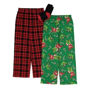 Up-Late 2 PJ Pants & Cozzy Socks Set-Dinosaurs/Plaid -Boy's Sizes S or M NEW $34 - Picture 1 of 1