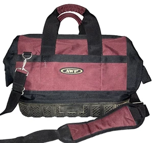 Canvas Tool Bag AWPBurgundy & Black Polyester Satchel ZipTop 16” w Rubber Tread - Picture 1 of 15