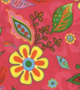 Graphic Flowers HOT Pink FLANNEL Quilt Fabric - 7/8 Yard Piece - Picture 1 of 3