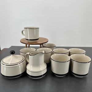 Freezer to Oven Stoneware Mugs& Sugar & Creamer Dish Made in Japan Lot Of 10! - Picture 1 of 14