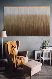 Moderno macramé tejido fibra arte teñido por inmersión colgante de pared decoración arte de pared tapiz - Imagen 1 de 5