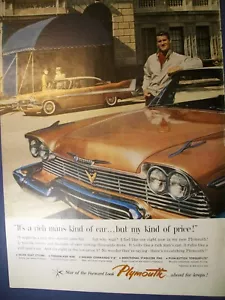 1958 Plymouth mittelgroßes Magazin Autoanzeige - ""Es ist ein reiches Mannsauto, aber meine Art von Preis" - Bild 1 von 1