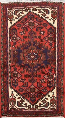 Tribal Geometric Hamedan Hand-knotted Area Rug Nomad Oriental Foyer Carpet 3'x5' - Image 1 of 4