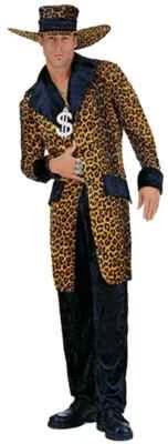 The Cheata Cheetah Leopard Mac Daddy Pimp Fancy Dress Up Halloween Adult Costume - Image 1 of 2