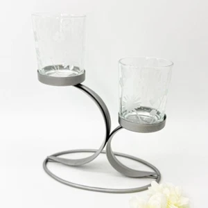 PartyLite Kerzenhalter Cottage Garden floral Blumen Metall Glas - Bild 1 von 2