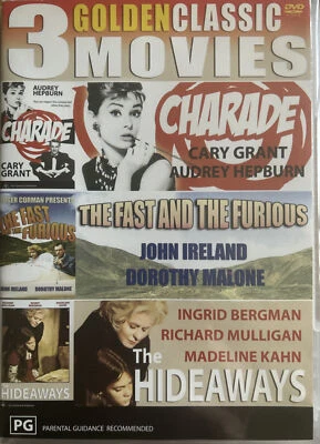 DVD NEW: Charade + The Fast & The Furious + The Hideaways - 3 Golden Classics - Image 1 of 2