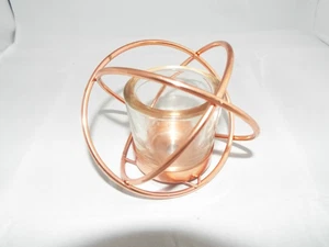 Copper & Glass Tealight Holder Modern Design - Picture 1 of 2