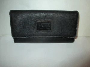 VANS OFF THE WALL WOMENS BLACK WALLET WITH LEOPARD ANIMAL PRINT LINING PREOWNED - Picture 1 of 17