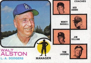 1973 Topps #569 Dodgers Leaders (Alston / Adams / Basgall / Gilliam / Lasorda) - Imagen 1 de 2