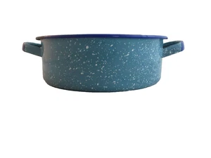 Vintage Enamelware Robin's Egg Blue Speckled Pot Saucepan Base - Picture 1 of 6