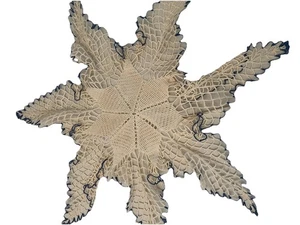 Vtg Handmade Star Crochet Doily Table Topper Ecru & Blue  27" - Picture 1 of 3