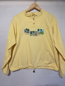 Christopher & Banks Yellow Pullover Sweatshirt Small 100% Cotton Drawstring Hem - Picture 1 of 12