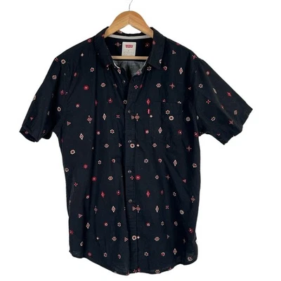Levi's Short Sleeve Shirt Mens XL Black Aztec Print Front Pocket Western Cowboy - Image 1 of 4