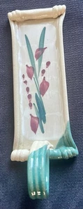 Piatto porta burro ceramica Art Studio vassoio manico ad anello smaltato non firmato lungo 8" - Foto 1 di 4