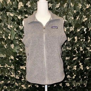 Patagonia Vest Women Medium Gray Classic Synchilla Polyester Fleece Full Zip - Picture 1 of 8