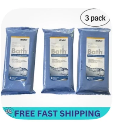Stryker Sage Essential Bath Cleansing Washcloths 3 Pack =24 Cloths Total Wipes