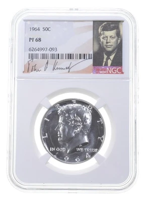 PF68 1964 Proof Kennedy Half Dollar NGC Graded - White Coin Spot Free PR *9537 - Image 1 of 4