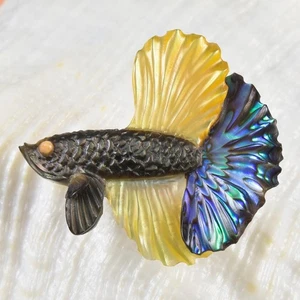 Siamesischer Kampffisch Betta irisierend mehrfarbig Muschelschnitzerei 3,19 g gebohrt - Bild 1 von 6
