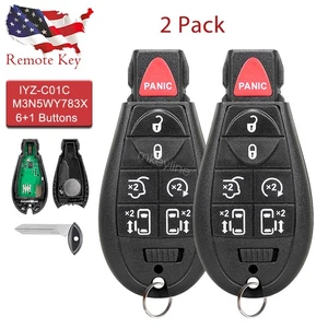 2 For 2008 - 2016 Dodge Grand Caravan Chrysler Town & Country Remote Key Fob - Picture 1 of 7
