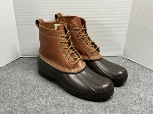 LL BEAN Duck Boots Maine Hunting Shoes Men's Size 14 Vintage Brown Made In USA - Picture 1 of 11
