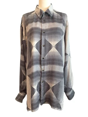 Camisa De Colección VITALIANO ITALIA Seda Para Hombres 2XL Geométrica Artística Abuelo Nerdcore Años 90 Foto 1 de 4