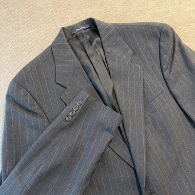 Vintage Chaps Ralph Lauren Blazer Mens 38R Pinstriped Jacket Gray Sport Coat - Image 1 of 4