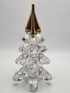 Vintage Handmade Welco Lead Crystal Glass Gold Top Christmas Tree 6.25” - Picture 1 of 16