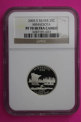 2005 S PF 70 Minnesota Silver State Quarter NGC Certified Authentic Slab 443 - Image 1 of 3