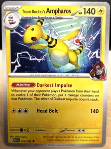 Pokemon Scarlet & Violet Destined Rivals 074 Team Rocket's Ampharos UNCOMMON - Picture 1 of 2