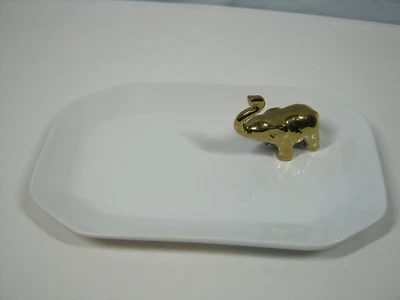 Nate Berkus Gold Elephant Tray Stoneware Small Serving Platter Tray 10" x 6" - Image 1 of 4
