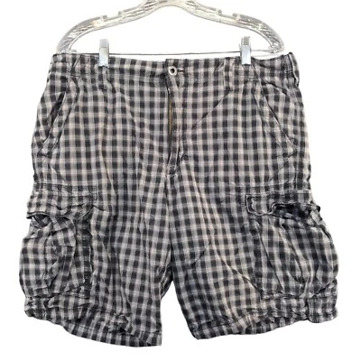 Express Men's Flat Front Cargo Shorts Waist 34 Multicolor Plaid 10" Inseam - Image 1 of 4