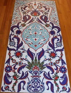 Turkish 32"x71" Iznik Floral Pattern Handpainted Ceramic Tile PANEL Mural - Picture 1 of 8