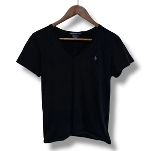 Ralph Lauren Sport Youth Girls V Neck T Shirt Black Size Large 18 x 23.5 - Picture 1 of 4