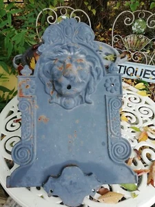 Vintage Heavy Cast Iron Lion's Head Wall Mounted Plaque Water Feature - Picture 1 of 7