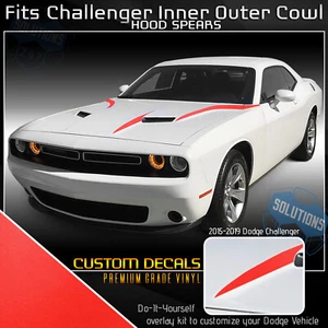 For 2015-2018 Dodge Challenger Combo Cowl Hood Spears Stripes Graphic Flat Matte - Bild 1 von 18