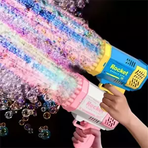 Portable Bubble Gun 40 Holes With Light Rocket Bubbles Shooter Outdoor Gift Toy - Picture 1 of 14