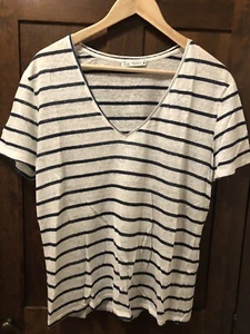 Unisex Zara 100% Linen Navy White Stripe 38-40 ( M) Or Size 12 (female) RRP £55 - Picture 1 of 5
