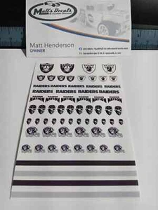 1/64 for hot wheels waterslide decals raiders football nfl MADE IN THE USA! - Picture 1 of 1