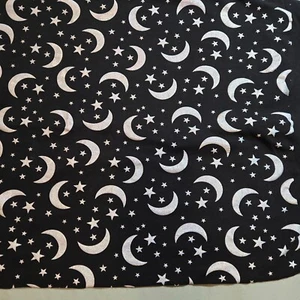 Silver Metallic Moon and Stars Halloween Black Stretch Fabric 18x58 - Picture 1 of 4