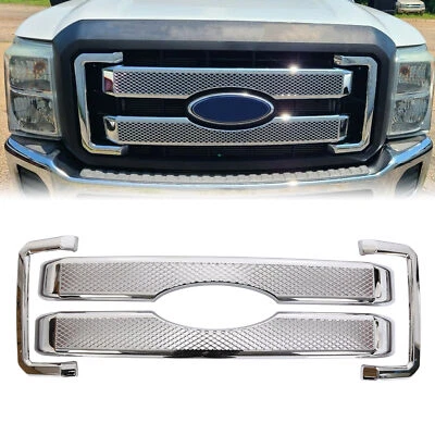 Front Platinum Style Grille Cover Overlay For 2011-2016 FORD F250 F350 F450 F550 - Image 1 of 4